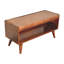 Banc en bois massif de châtaignier avec coussin d'assise en cuir
