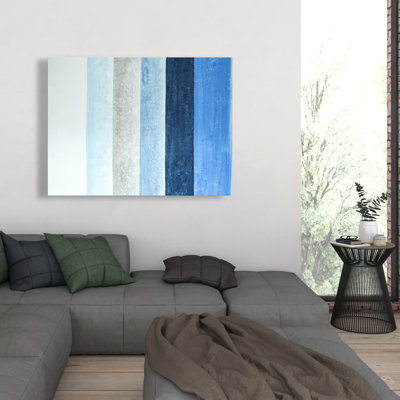 Blue Stripes - Abstract Canvas Art for Home Decor | Shapes