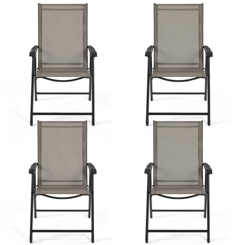 Folding Patio Dining Armchair, 4, Brown