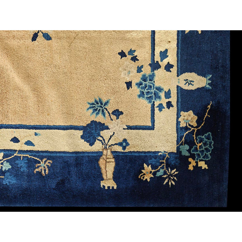 Tapis antique chinois à motif géométrique noué