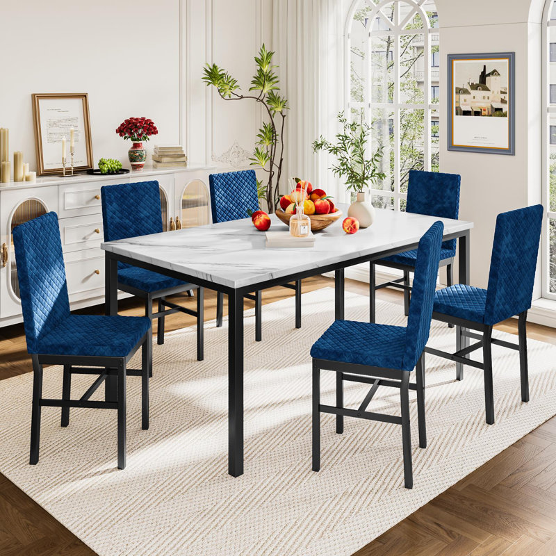 Ensemble de table et chaises Ellice, Blanc, Vert / noir