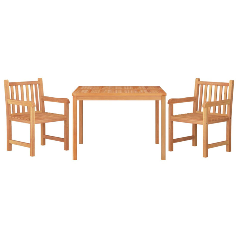 Dalzell 3 Piece Garden Dining Set Solid Wood Teak