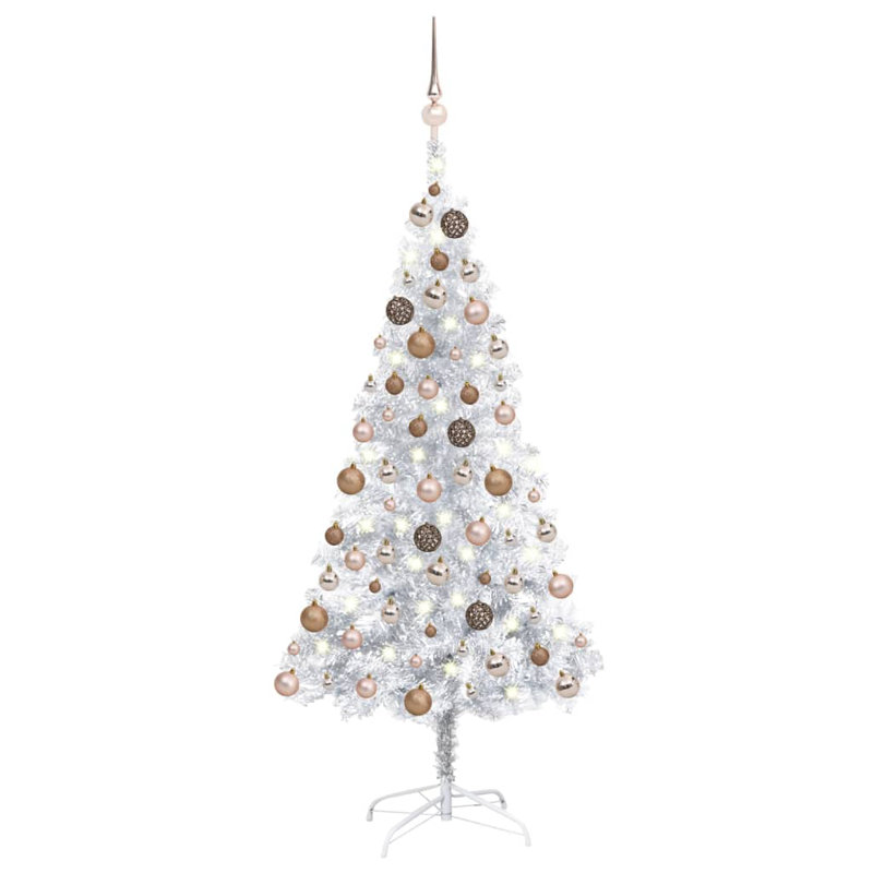 Arbre de Noël artificiel illuminé avec ensemble de décoration de fête en PVC
