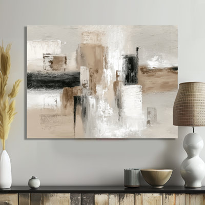 Brown And Black Brushstroke Abstract Painting - Cubism Canvas Print Wall Art, Brown Abstract Wall Decor