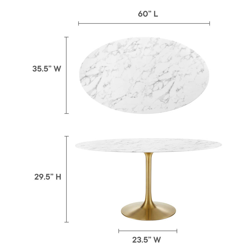 Gold and White Round Marble Dining Table with Metal Base