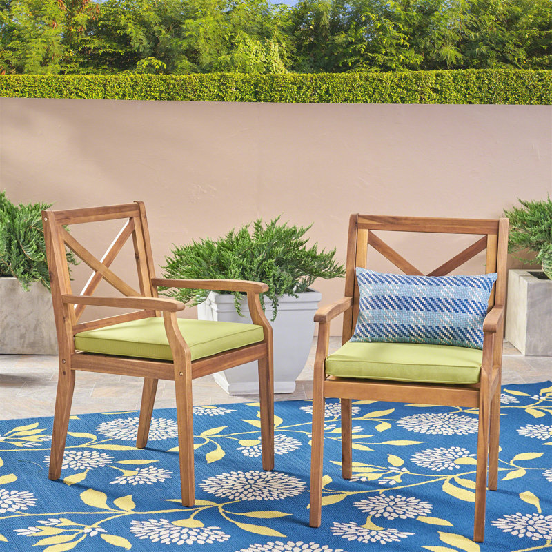 Chaise de salle à manger 2 pièces avec 2 coussins Perla, Green