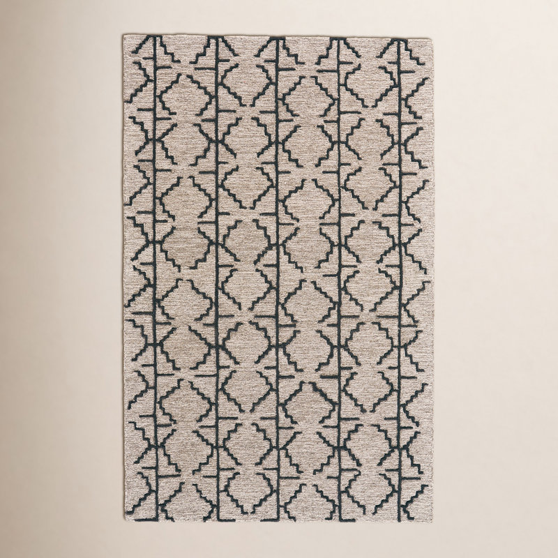 Carlette Performance Hand Tufted Wool Geometric Indoor Rug, Rectangle 9'6" x 13'6"