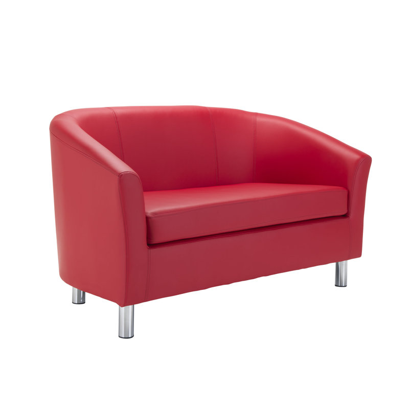 2 Seater Loveseat, Red, Chrome