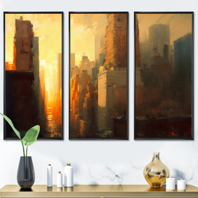 " Beautiful Sunset In New York II " 3 - Pieces