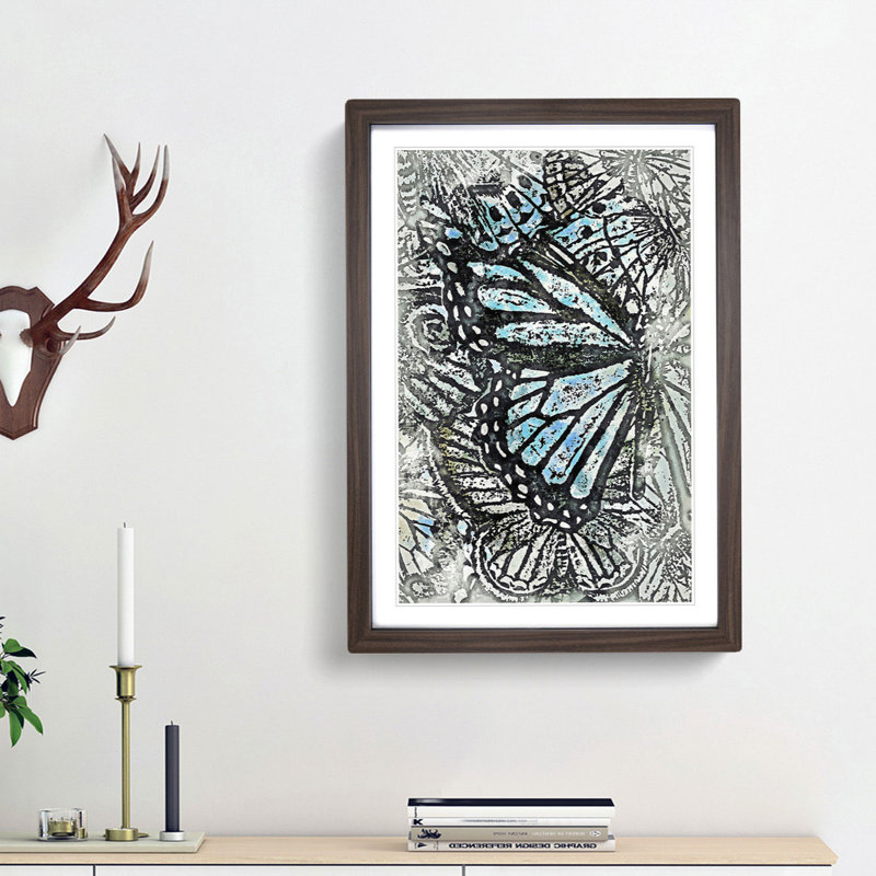 The Blue Butterfly Effect in Abstract - Picture Frame Graphic Art Print, Walnut Framed, 48cm H x 36cm W x 2cm D