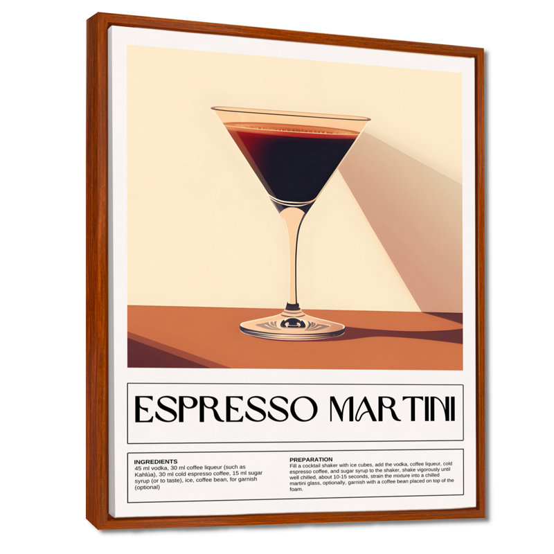 «Straight Up Espresso Martini», impression d'art mural, Cadre flottant brun, H 32 po x l 24 po