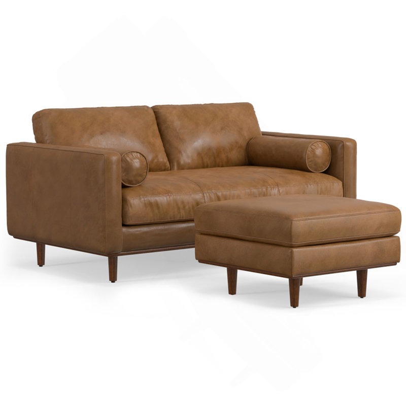 Ensemble de canapé et repose-pieds 72 pouces, Marron foncé