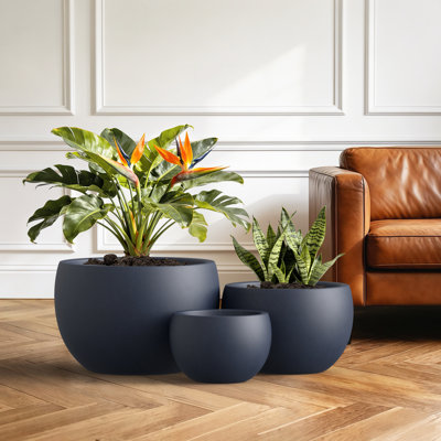 Gibson Handmade 3 - Piece Pot Planter Concrete Composite Plant Pot