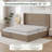 Upholstered Corduroy Bed with 4 Storage Drawers, Queen Size Platform Bed with Wingback Headboard, Brown-282893872-282893871