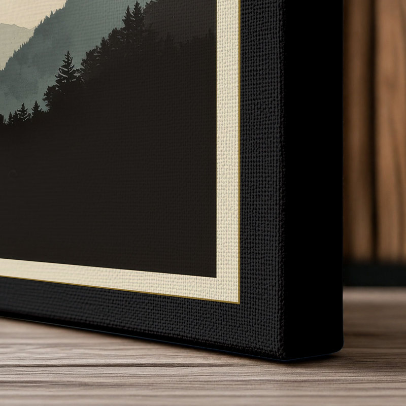 Mountains at Dawn Minimalist - Wrapped Canvas, 30x20 - 76.2 x 50.8 cm, Black Border
