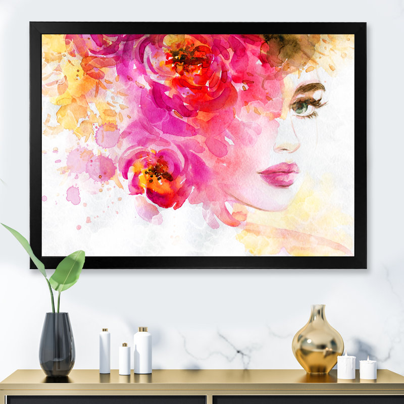 Art floral sur toile, Cadre noir, H 8 po x l 12 po x P 1,5 po
