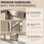 Porte de douche coulissante sans cadre de 117-122 cm (L) x 183 cm (H) avec verre trempé transparent de 8 mm, fini nickel brossé-136061041-136061043