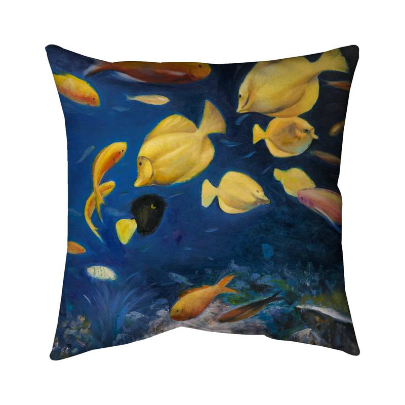 Fish under the sea - 26"x26" Throw pillow - Poly twill - Print on demand, 26" H x 26" W, Polyester/Polyfill