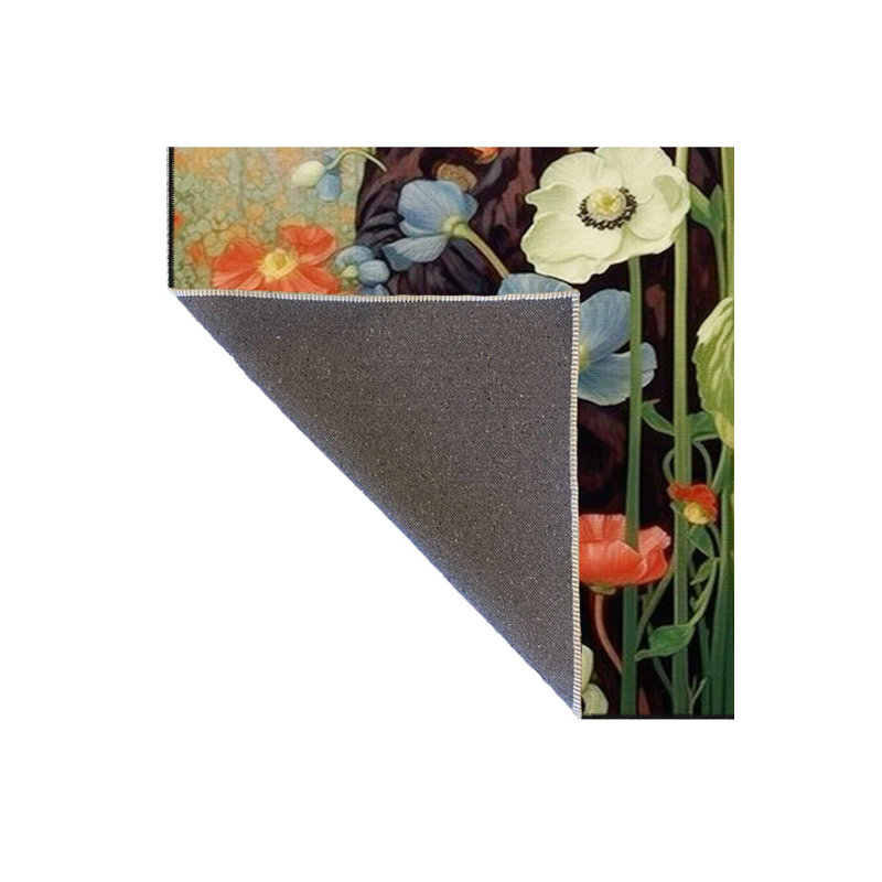 Tapis décoratif lavable à la machine à thème femme en fleurs, Carré 4 pi 11 po