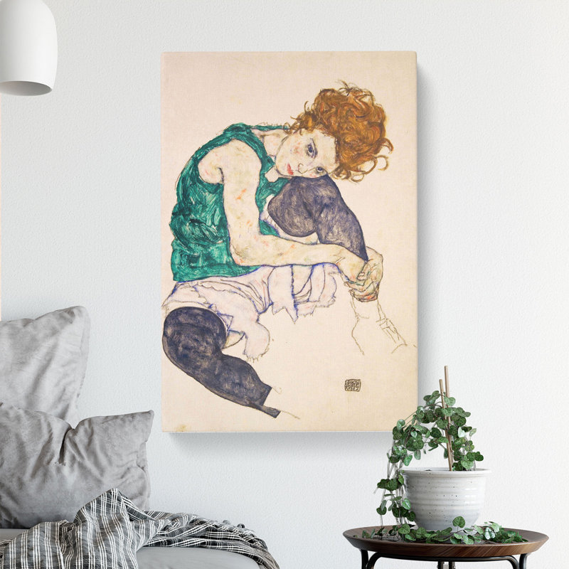 Seated Woman Vol.1 by Egon Schiele - Wrapped Canvas, 50cm H x 35cm W x 3cm D