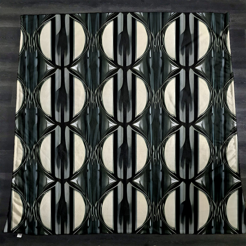 Throw Blanket, 68" W x 80" L, Geometric Shapes/Abstract, Gray/Tan/Black