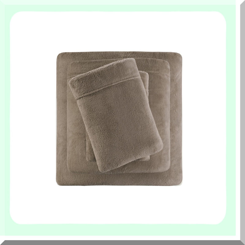 CozyFleece Warmth Bed Sheet Set - Soft Plush Sheets, Wrinkle Resistant, Deep Pocket, Cold Season Bedding, Queen Size, Brown - 4 Piece Set
