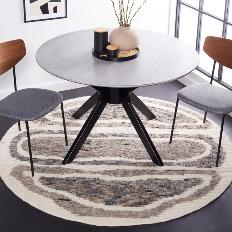 Tapis ivoire / gris foncé Antonnia, Rond 6 pi