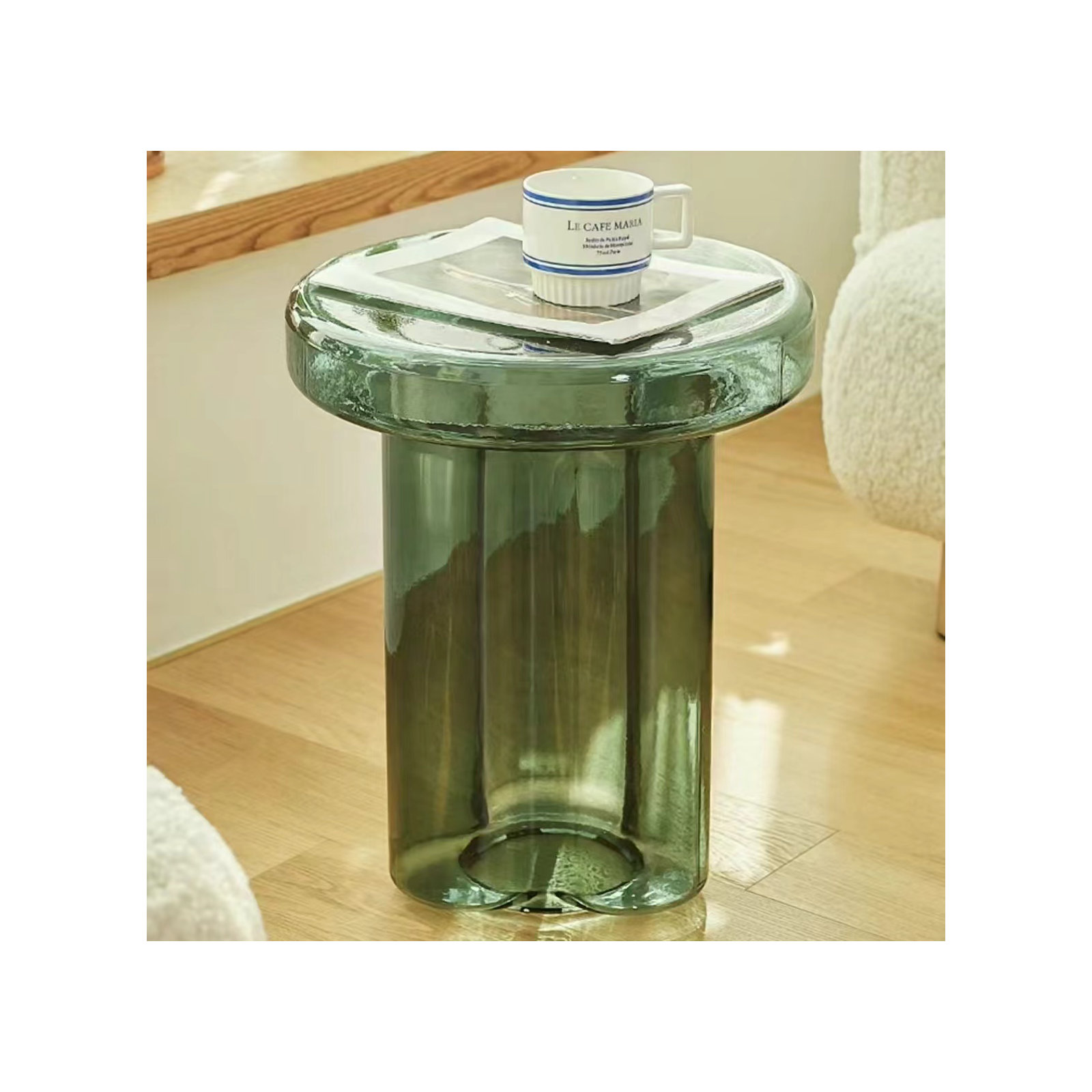 Glass End Table, Green