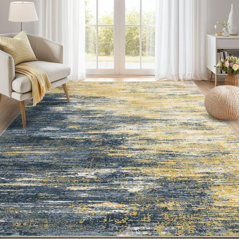 Abstract 200cm X 290cm Area Rug, Navy Blue, Rectangle 200 x 290 cm
