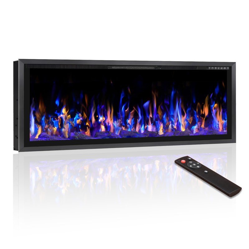 Recessed And Wall Mounted Electric Fireplace, 18.11" H x 50" W x 4.49" D