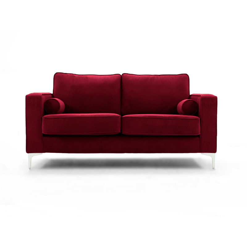 Georgio 2 Seater Velvet Sofa, 2, Burgundy