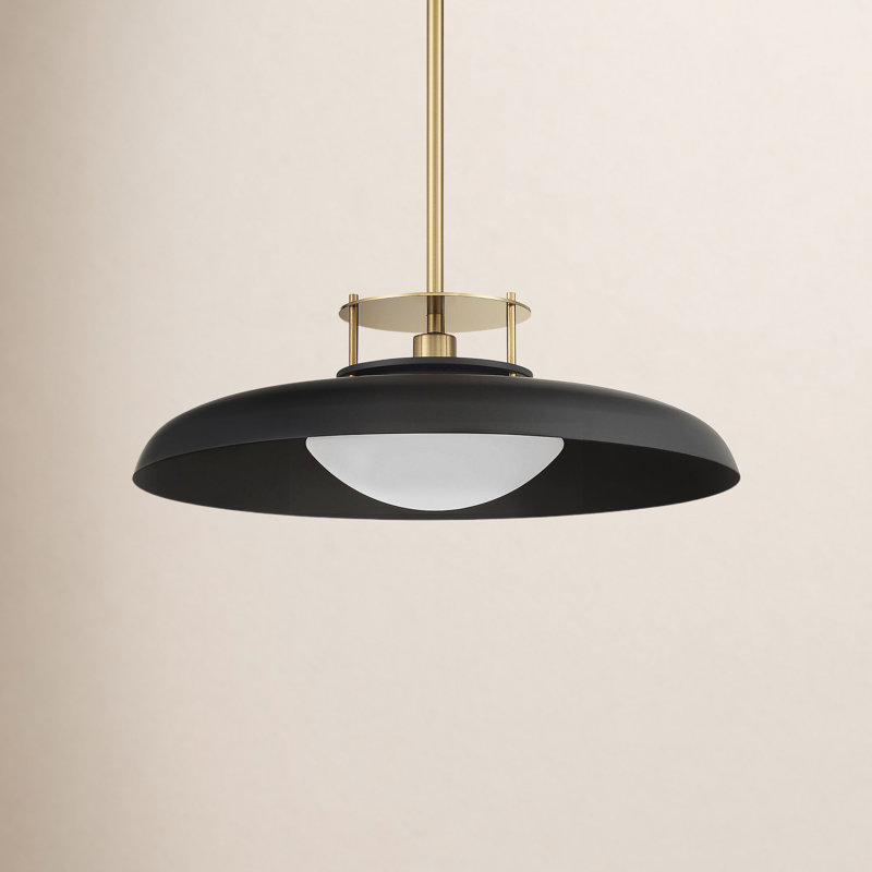 Chessa 1-Light Pendant in Brass/Black, Brass/Black, Black