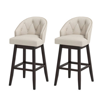 Arihan Swivel Upholstered Counter Stool with Solid Wood Frame