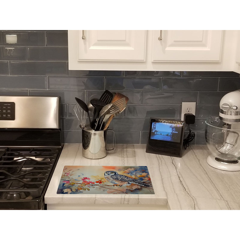Northern Hawk Owl Glass Cutting Board