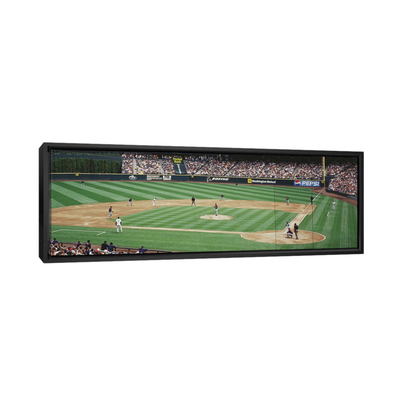 « safeco field seattle, washington », reproduction de photo sur toile, H 24 po x l 72 po x P 1,5 po, Toile avec cadre noir