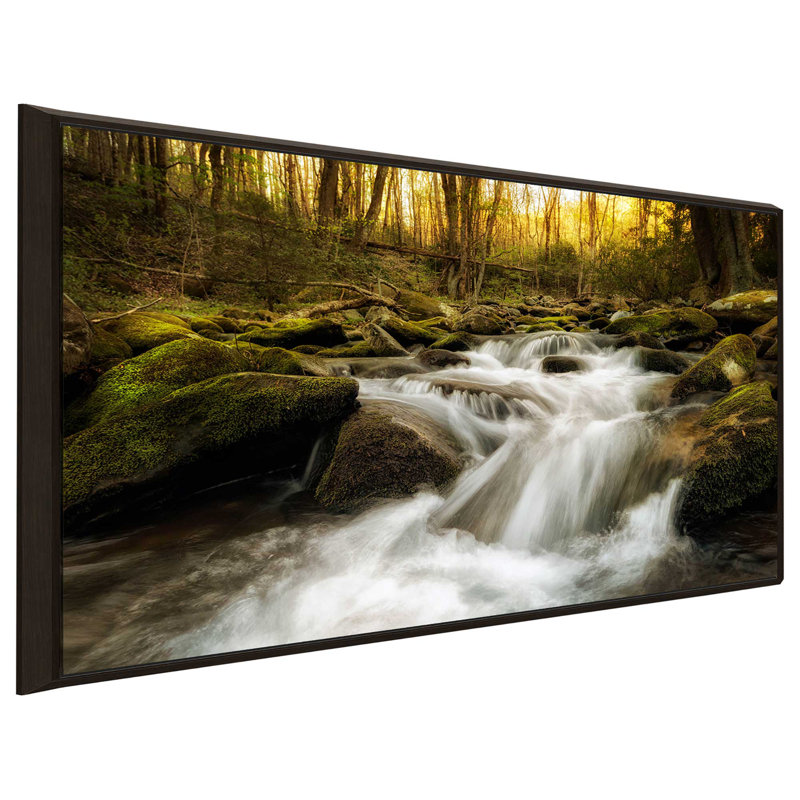 «Roaring Fourche», reproduction de photo, H 21,5 po x l 33,5 po x P 2 po, Cadre flottant espresso