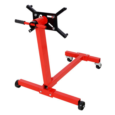 Steel Rotating Engine Stand, Vehicle Motor Block Cradle with Adjustable Head for Mechanics, Red