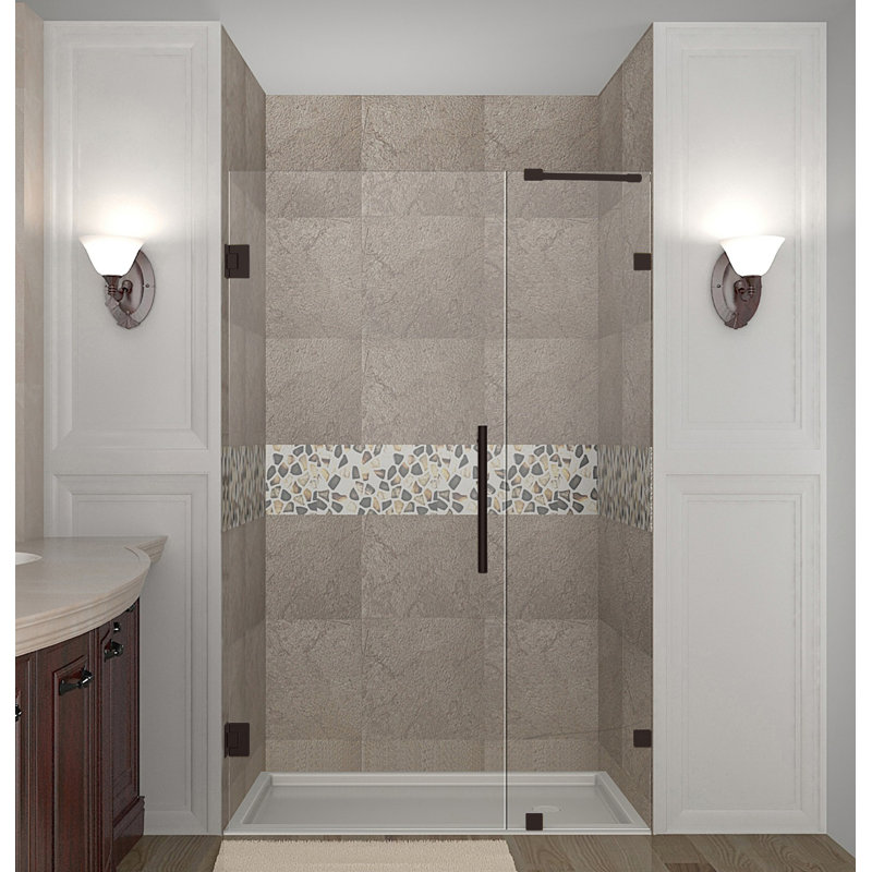 Nautis 46.25" - 47.25" x 72" Hinged Frameless Shower Door, Clear