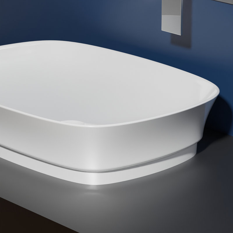 WS Bath Collections Mood 16.9'' Glossy White Ceramic Rectangular Bathroom Sink