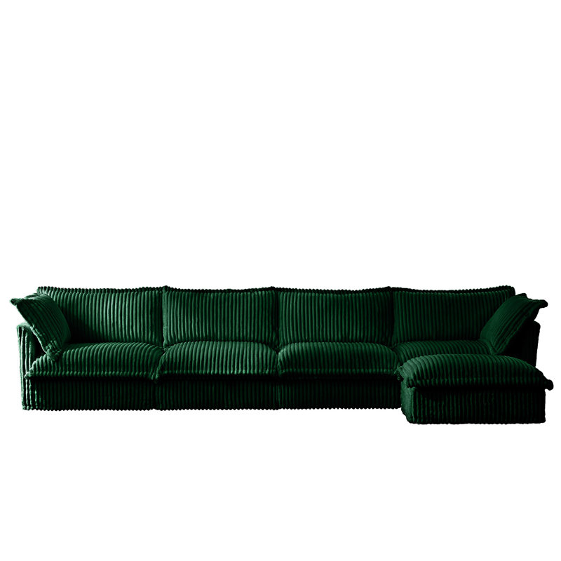 Canapé modulaire en L, H 34,6 po x l 156,6 po x P 33 po, Vert