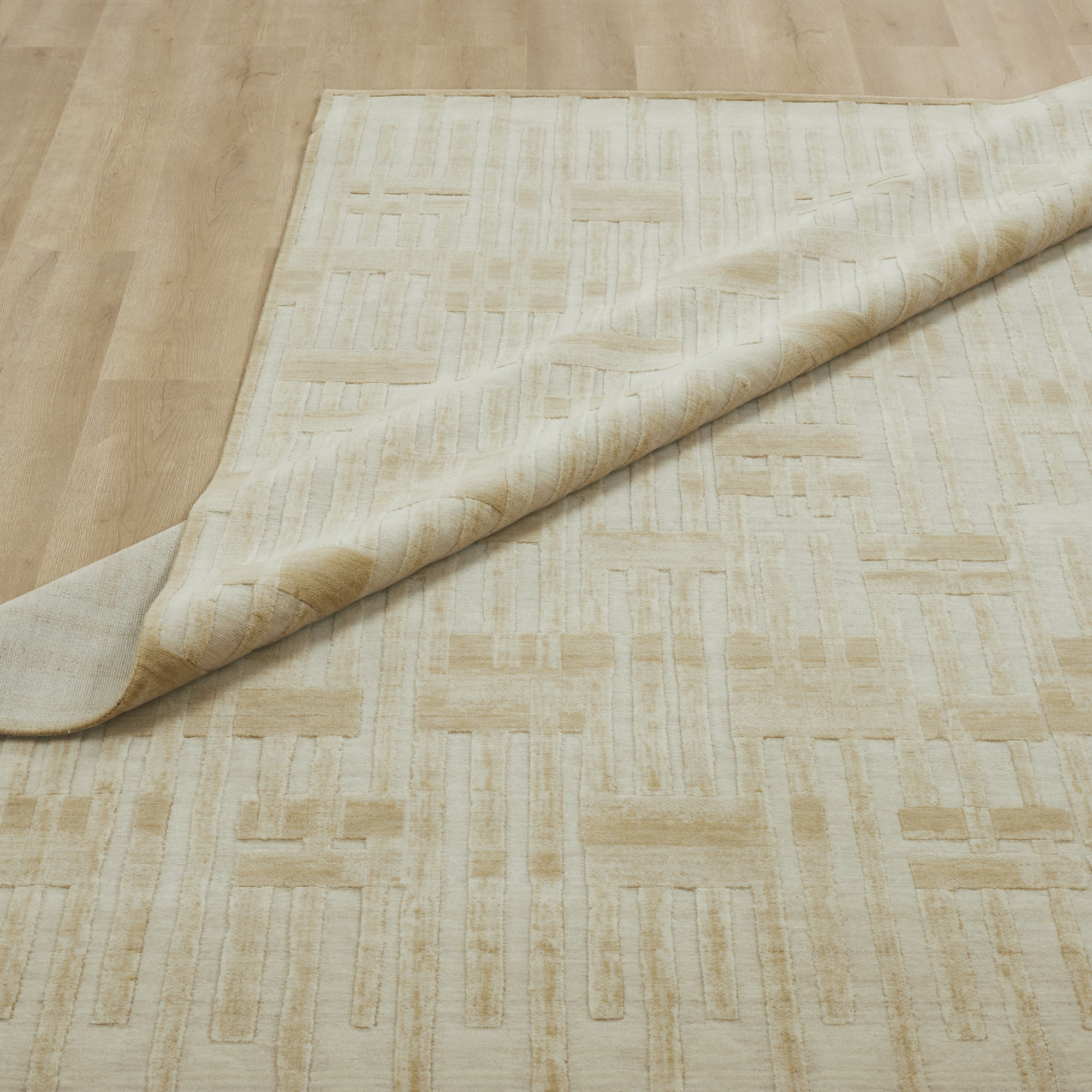 Wool Rug, Runner 2'6" x 16', Sand Tones/Cream