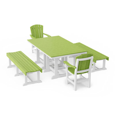Heritage 5-Piece Rectangular Dining Set With Benches