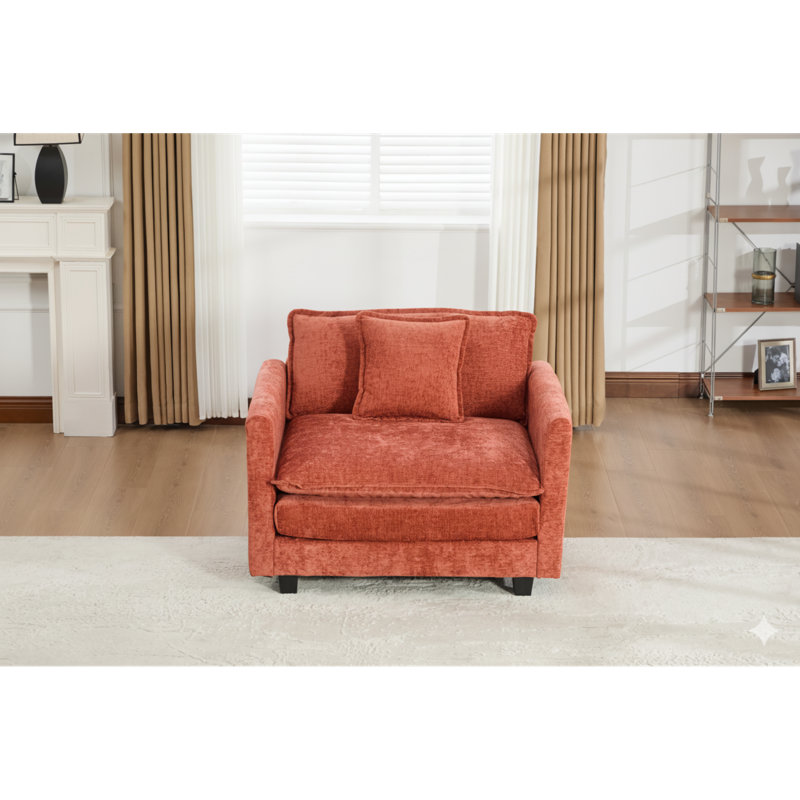  Canapé à siège unique, fauteuil d'appoint rembourré moderne et confortable avec coussin pour le salon, orange