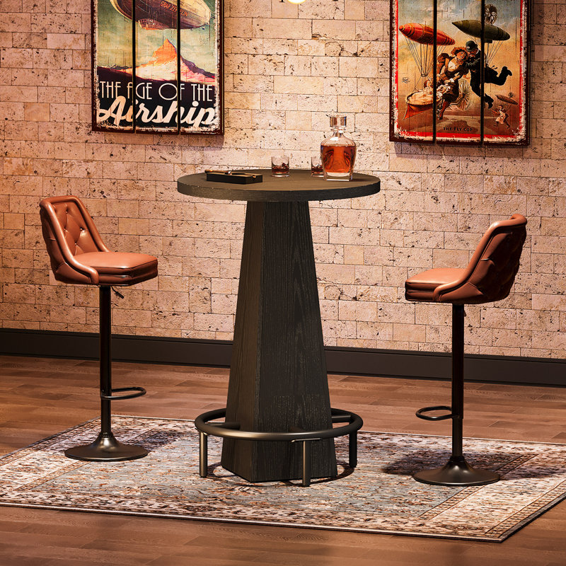 Table de bar 37,4 po avec repose-pieds (table seulement), Noir, noir, noir, noir