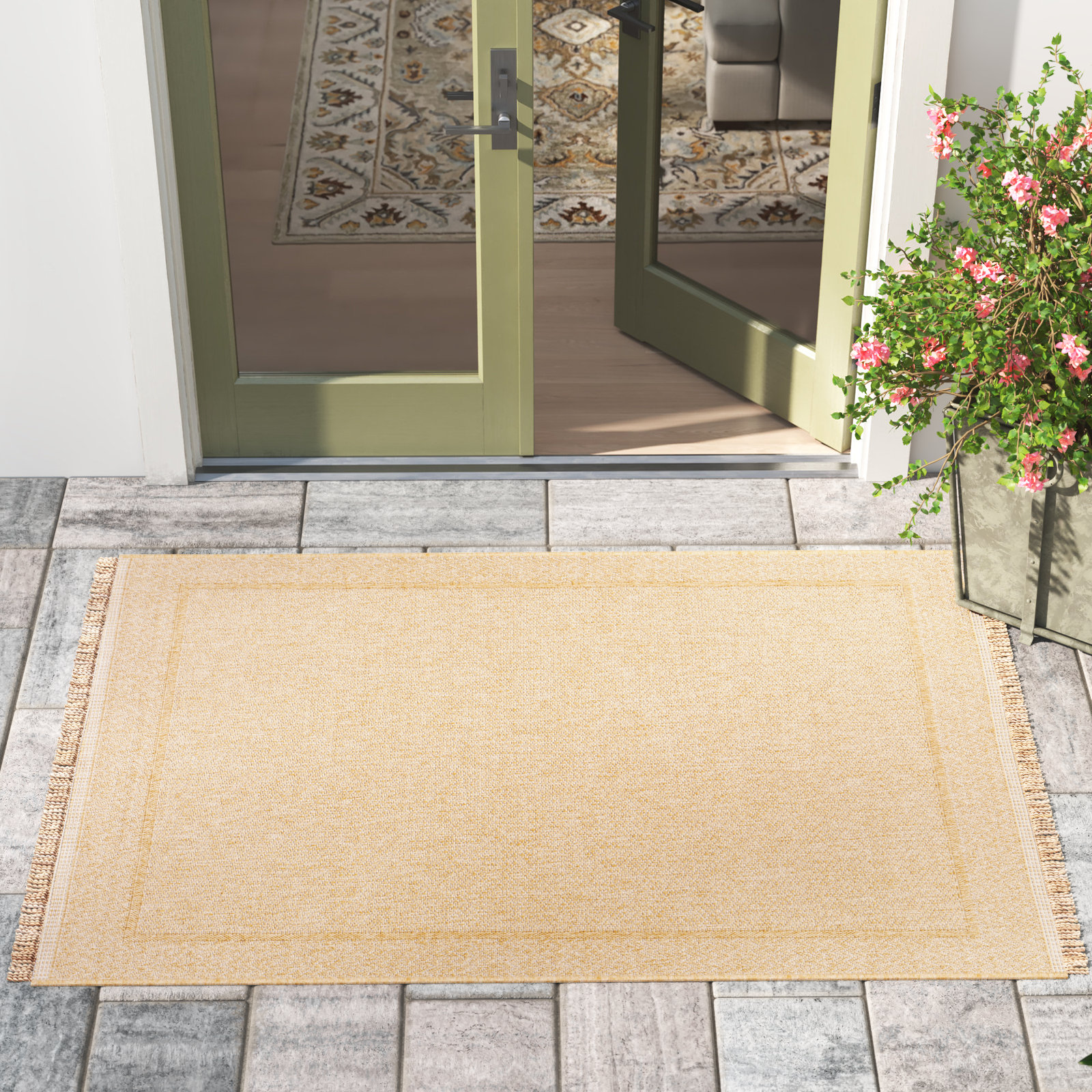 Abbie Beige Outdoor Rug, Rectangle 5' x 8'