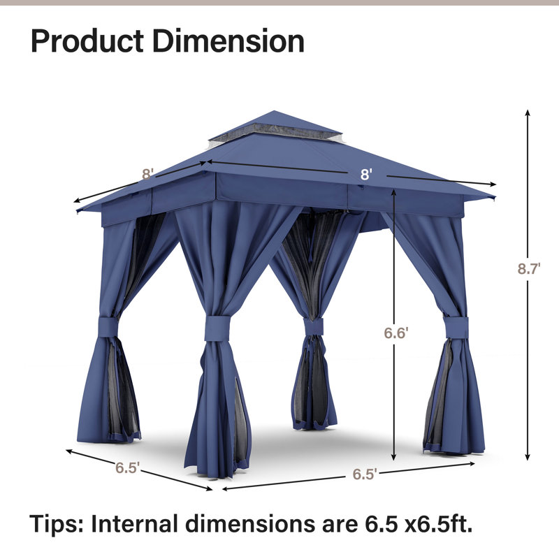 Steel Patio Gazebo, Navy Blue