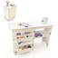 Table de couture pliante, table de machine à coudre compacte, station de travail polyvalente et bureau d'appoint avec roues verrouillables, tablettes de rangement, plateaux de rangement, chevilles, verrous magnétiques-124575535
