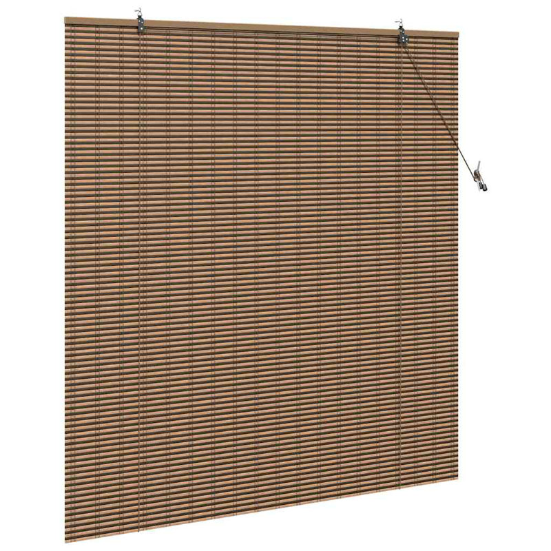 Vidaxl Window Blind With Curtains Manual Brown Bamboo, 160cm L x 150cm W
