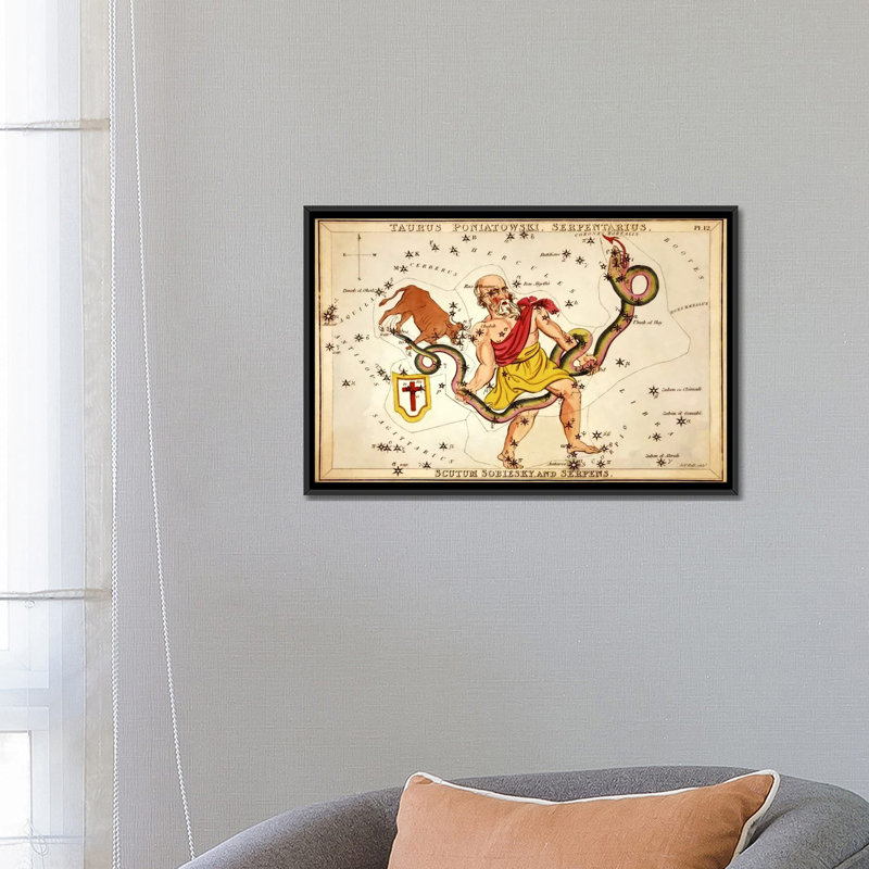 « ophiuchus, 1825 » par reproduction d’art sur toile Sidney Hall, H 18 po x l 26 po x P 1,5 po, Toile avec cadre noir