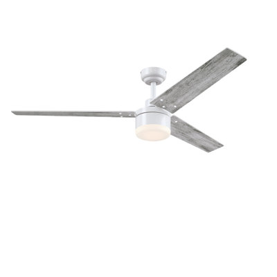 Talia 56-Inch 3-Blade Matte White Indoor Ceiling Fan, Dimmable LED Light Fixture with Opal Frosted Glass, Remote Control Included